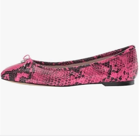 Sam Edelman Felicia Hot pink snake embossed leather ballerina flats Sz 7 W new - Picture 7 of 12